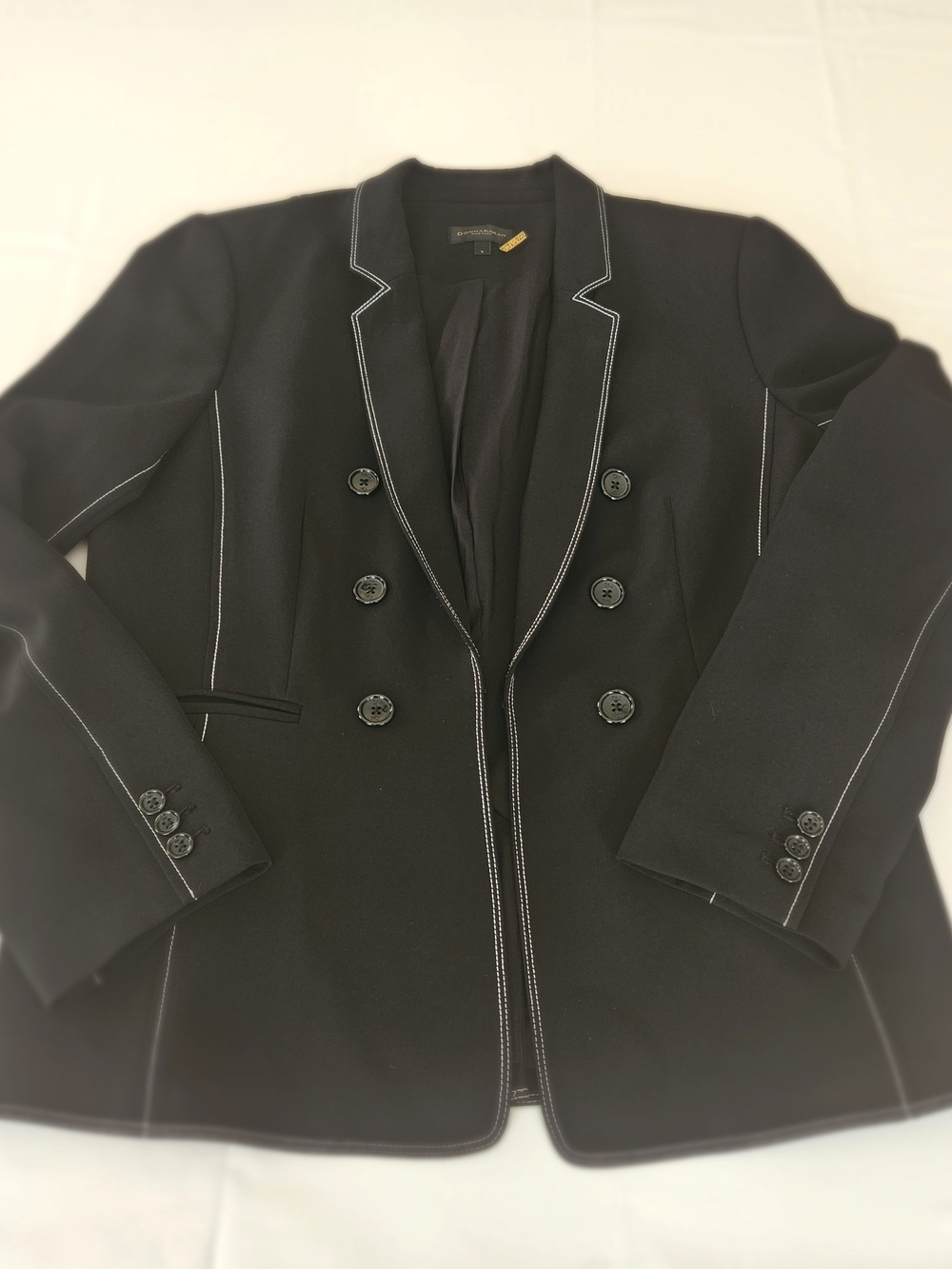 ​Donna Karan New York Women's Double-Breasted Contrast Stitch Blazer - Size L - Picture 14 of 16